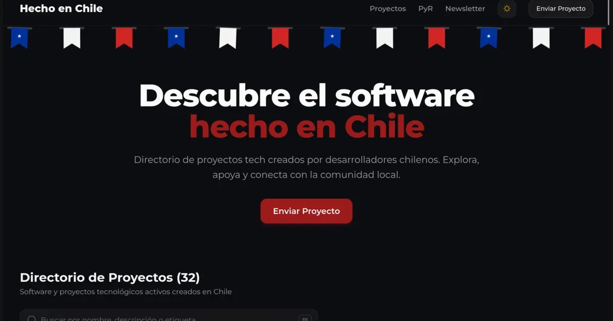 Made in Chile directory homepage with search and project listings